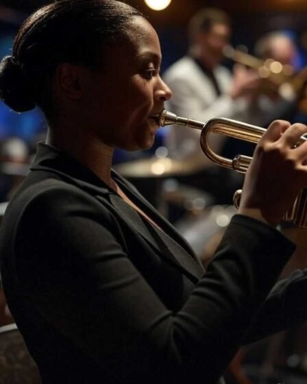 femme jouant de la trompette