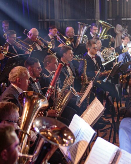 Cuivres d’un ensemble en concert, ambiance électrique